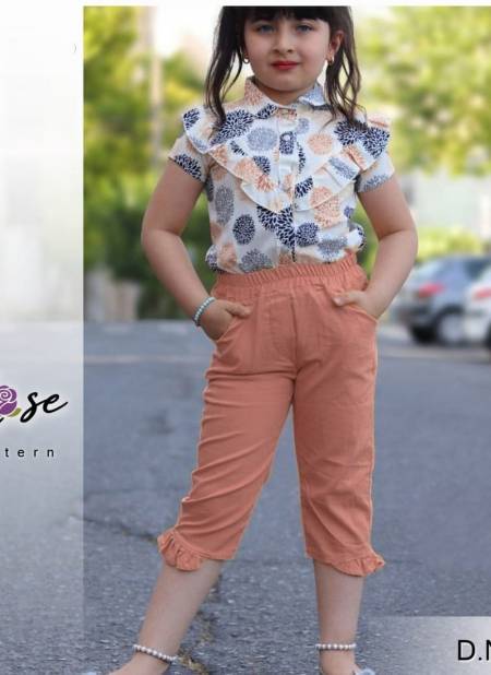 Peach Colour ROSE Fancy Stylish Regular Wear Rayon Designer Top With Pant Collection ROSE 4